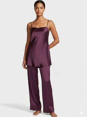 Victoria's Secret Luxe Satin Tunic Cami & Pant Set Size Small NWT